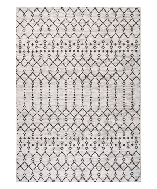 JONATHAN Y Moroccan Geometric Indoor Outdoor Area Rug 9X12 Cream/Black, Ourika Textured Weave for Backyard, Patio, Porch, Easy-Cleaning, High Traffic, Pet-Friendly, Non-Shedding (SMB108I-9)