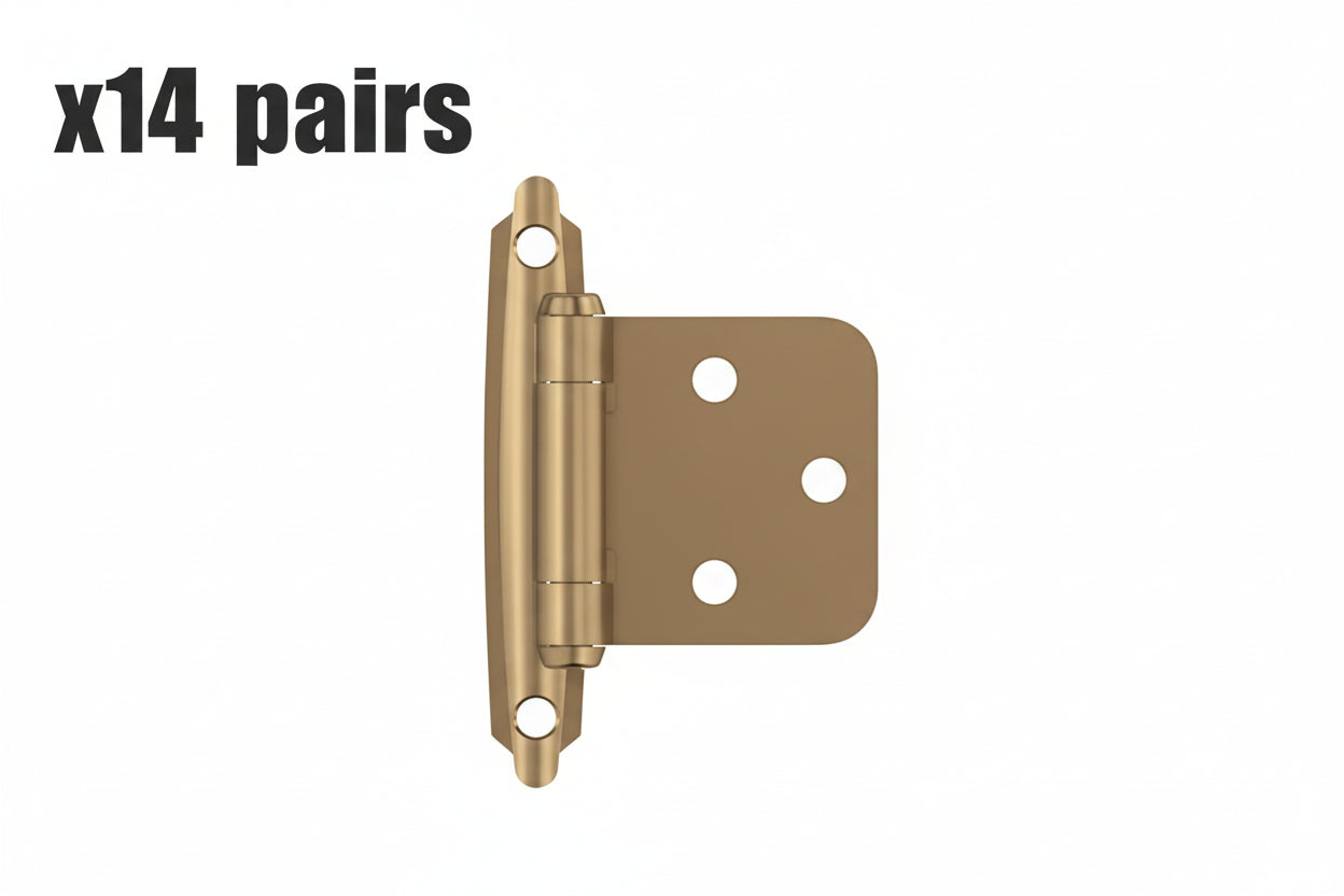 14 Pairs - hampagne Bronze Variable Overlay Self Closing Face Mount Cabinet Hinge (2-Pack) - *Tools Hardware & Misc