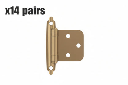 14 Pairs - hampagne Bronze Variable Overlay Self Closing Face Mount Cabinet Hinge (2-Pack) - *Tools Hardware & Misc