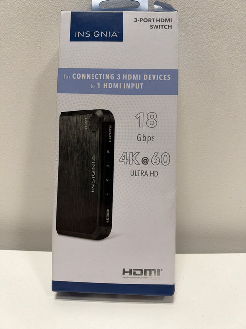 Insignia™ - 3-Port HDMI Switch with 4K 60Hz and HDR Pass-Through - Black