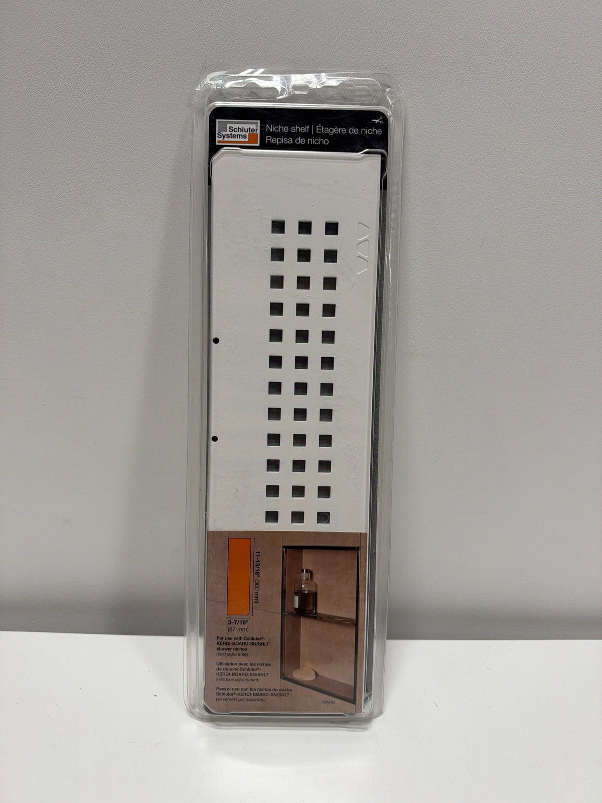 Schluter Systems SNS1D3 Shelf-N Rectangular Shower Niche Shelf with Square Design Matte White
