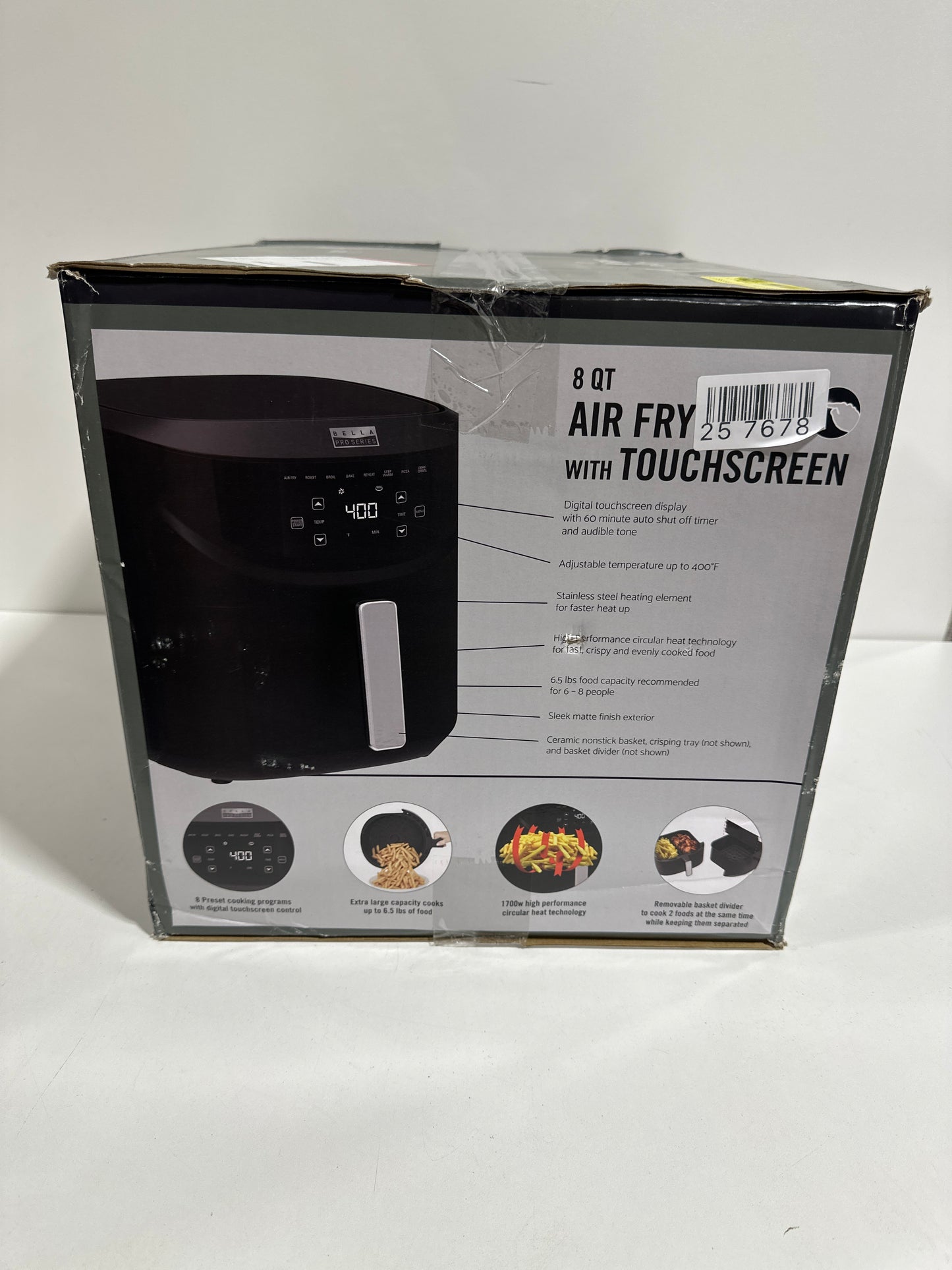 Bella PRO - 8-qt. Touchscreen Air Fryer with Divided Basket - Matte Black