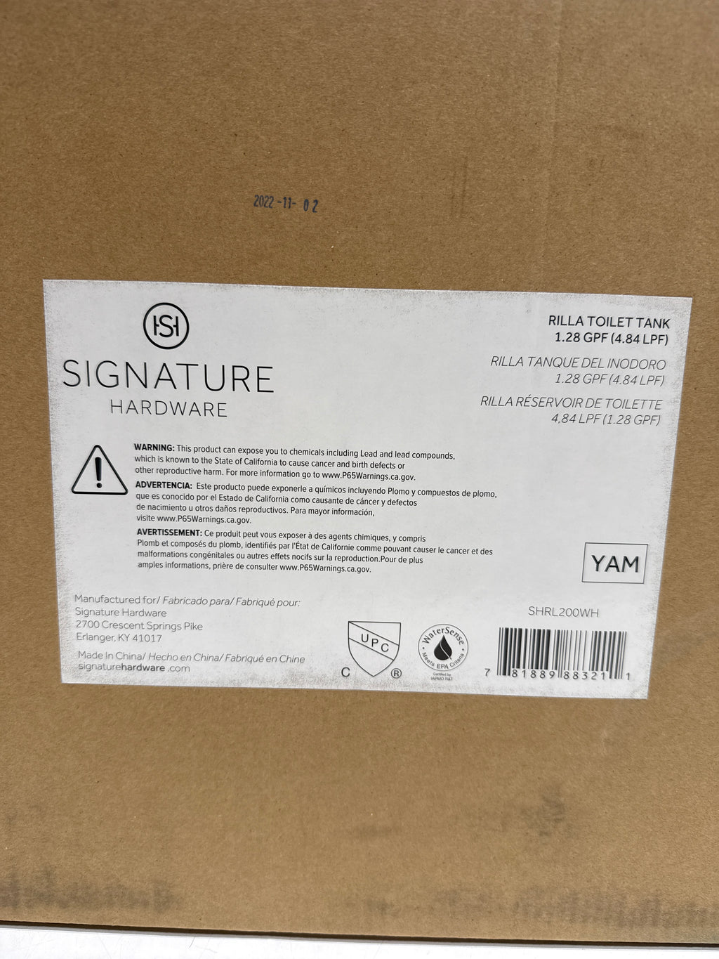 Signature Hardware Rilla Compact Toilet Tank & Lid Model: SHRL200WH - *Plumbing
