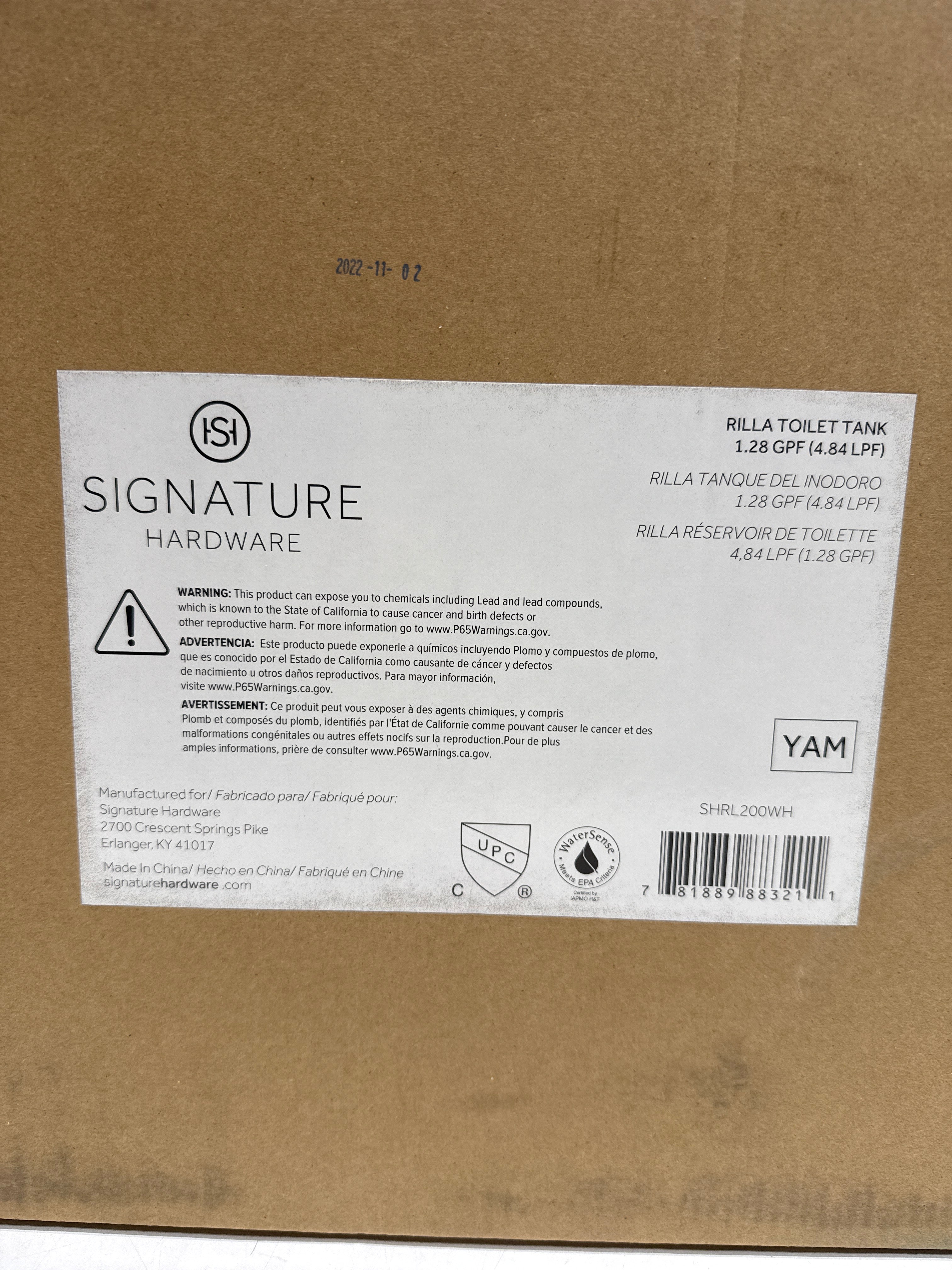 Signature Hardware Rilla Compact Toilet Tank & Lid Model: SHRL200WH - *Plumbing