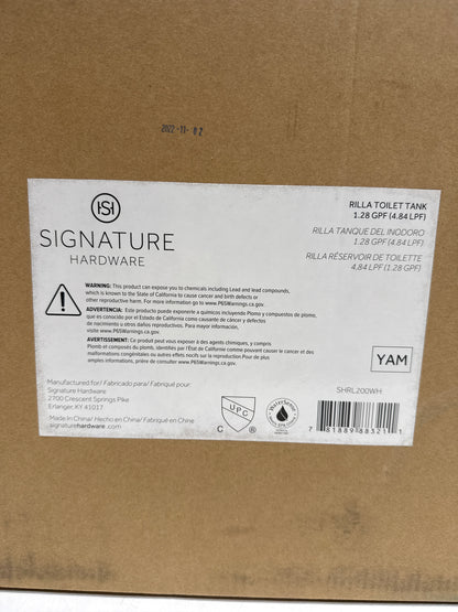 Signature Hardware Rilla Compact Toilet Tank & Lid  Model: SHRL200WH