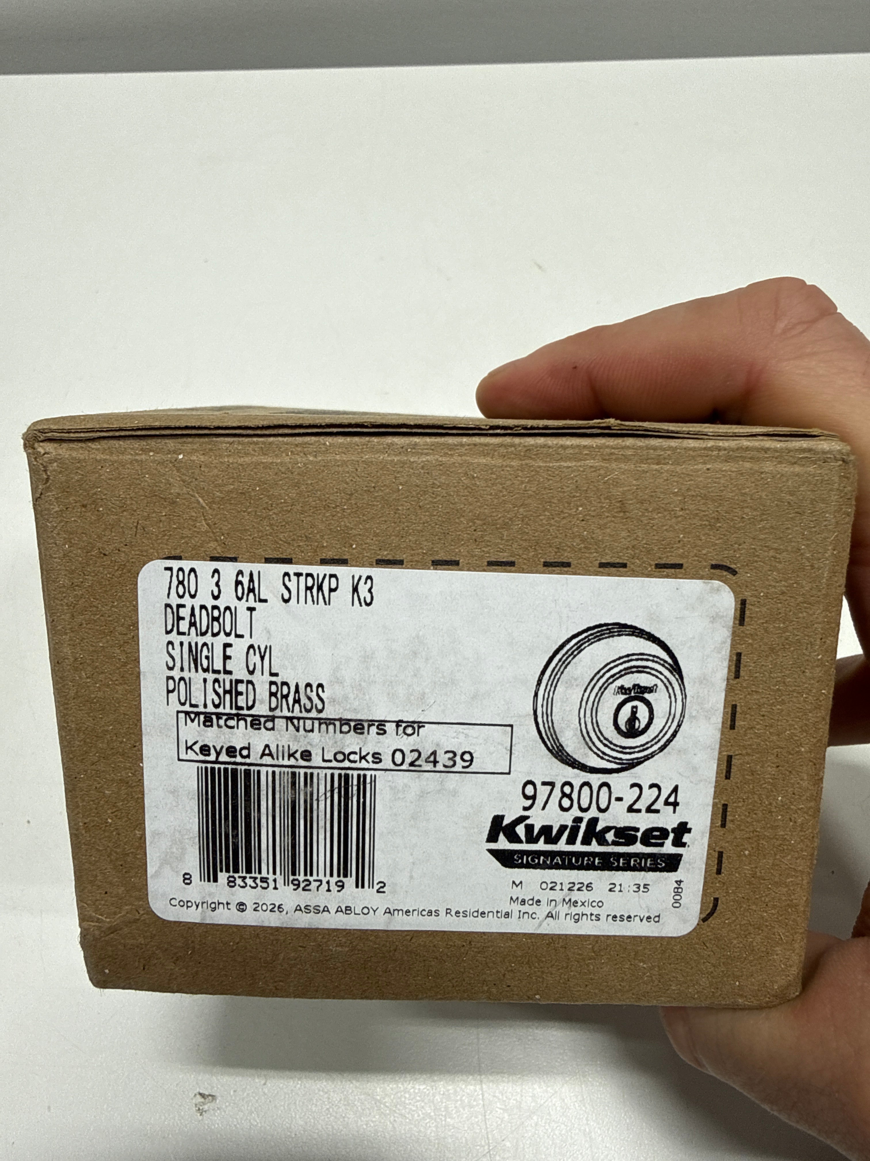 Kwikset 780.STRKP 780 Single Cylinder Keyed Entry Deadbolt from the Signature Series Polished Brass