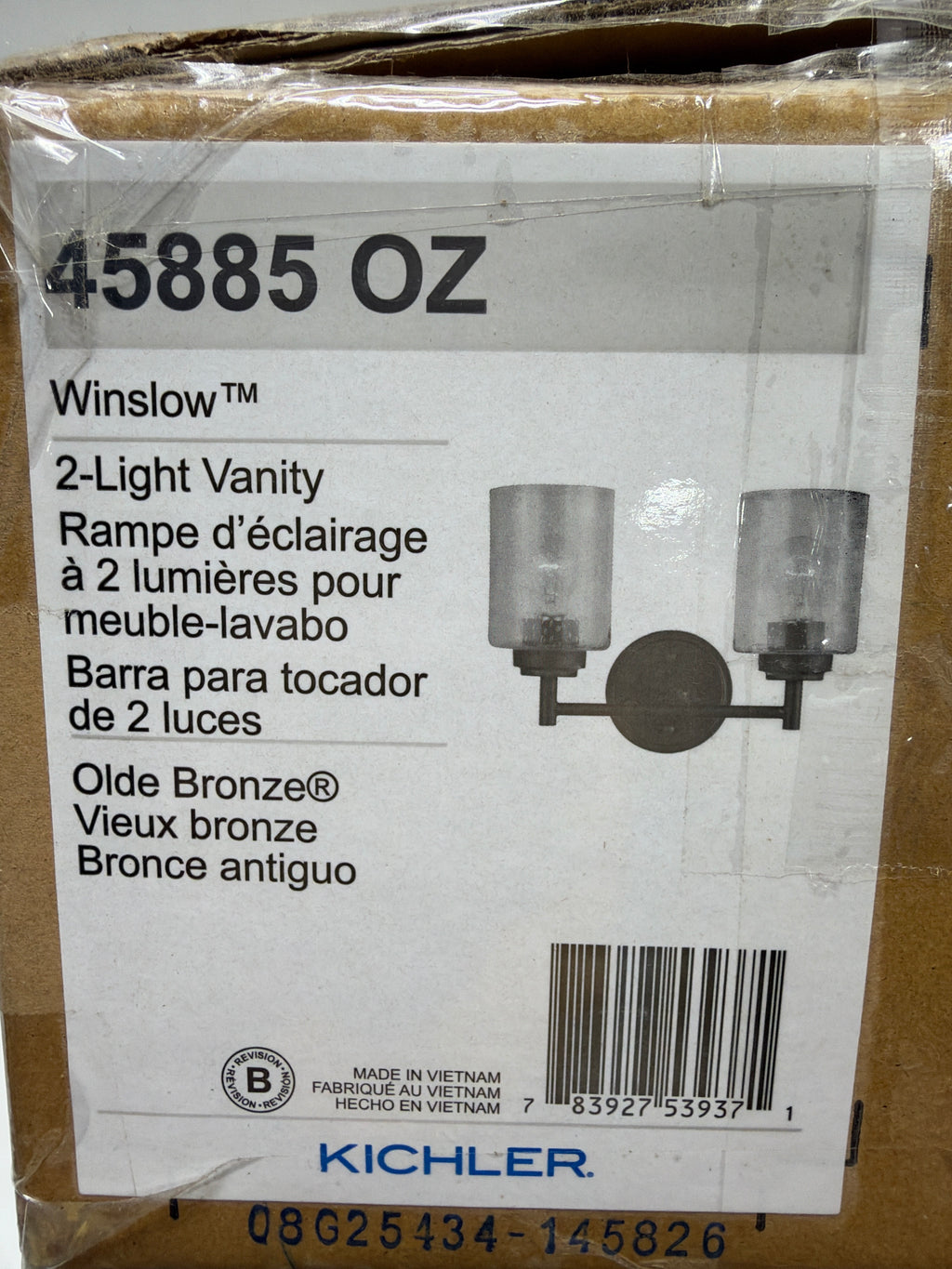 Kichler 45885 Winslow 2 Light 13" Wide Vanity Light Olde Bronze Indoor Lighting Bathroom Fixtures Vanity Light
