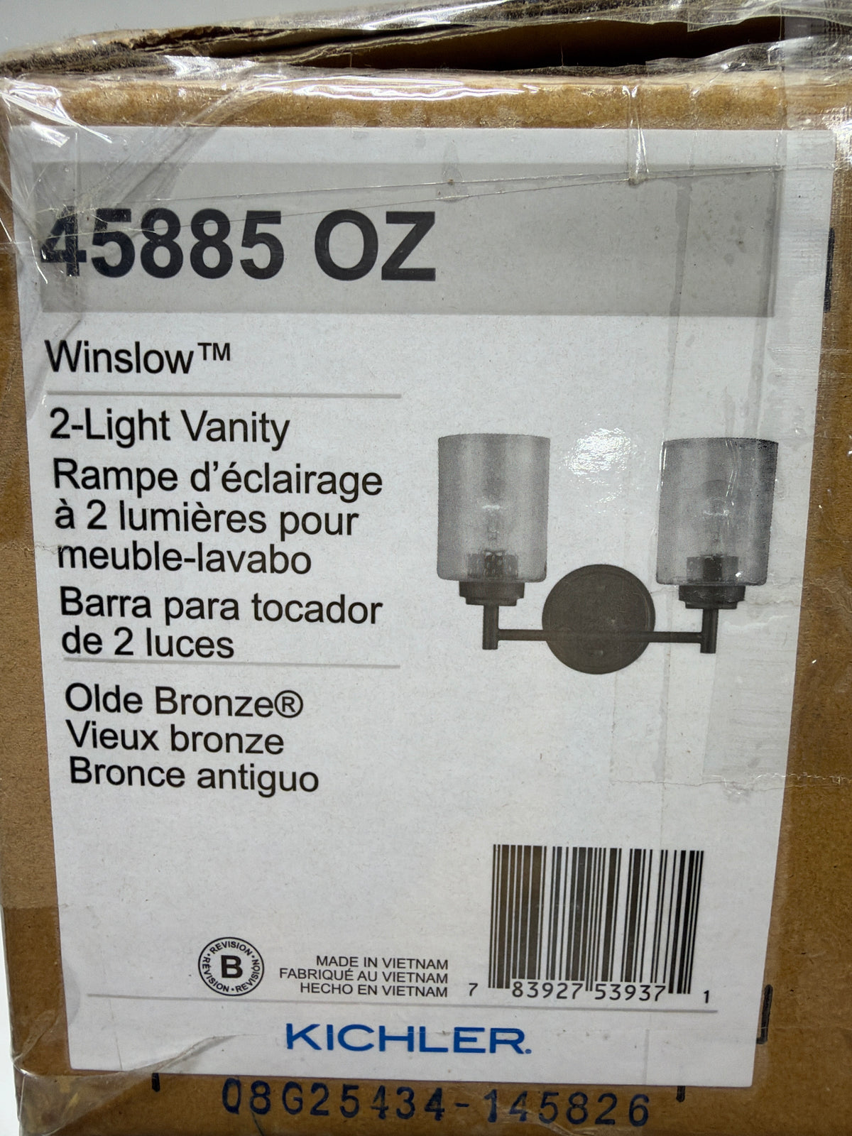 Kichler 45885 Winslow 2 Light 13" Wide Vanity Light Olde Bronze Indoor Lighting Bathroom Fixtures Vanity Light
