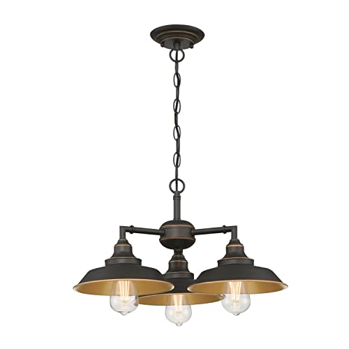 Iron Hill 3-Light Oil-Rubbed Bronze with Highlights Chandelier/Semi-Flush Mount Ceiling Fixture