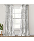 Hygge Modern Arrow 40 in. W X 84 in. L Linen Look Light Filtering Window Curtain Panels in Black/White 2 Set