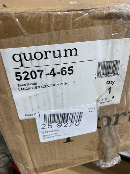 Quorum International 5207-4 Lancaster 4 Light 27-1/2" Wide Bathroom Vanity Light Satin Nickel