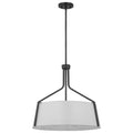 Livingston 4-Light Pendant E26 Base 60w Matte Black Finish White Fabric Shade