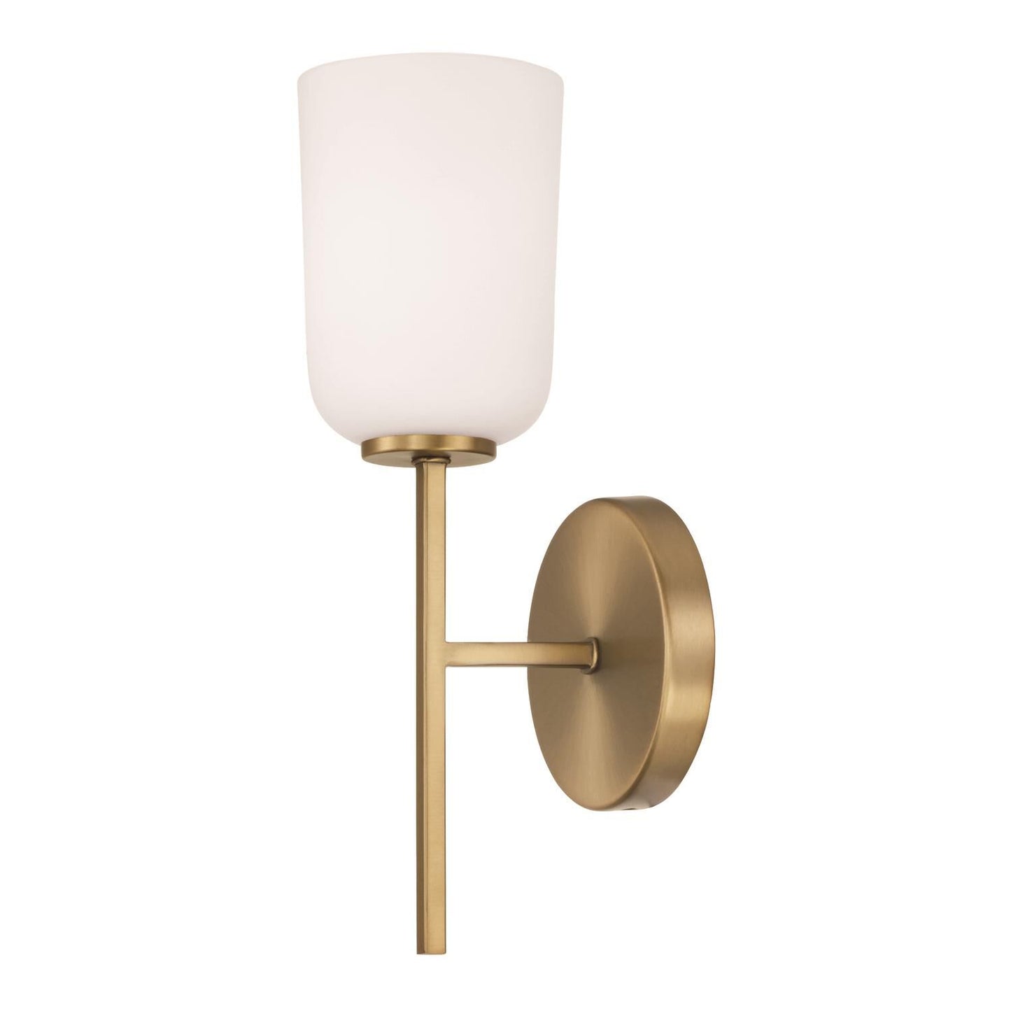 HomePlace Lighting 648811AD-542 Lawson Transitional Soft White Glass Bell Wall Sconce, 1-Light 100 Watt, 14" H x 5" W, Brass