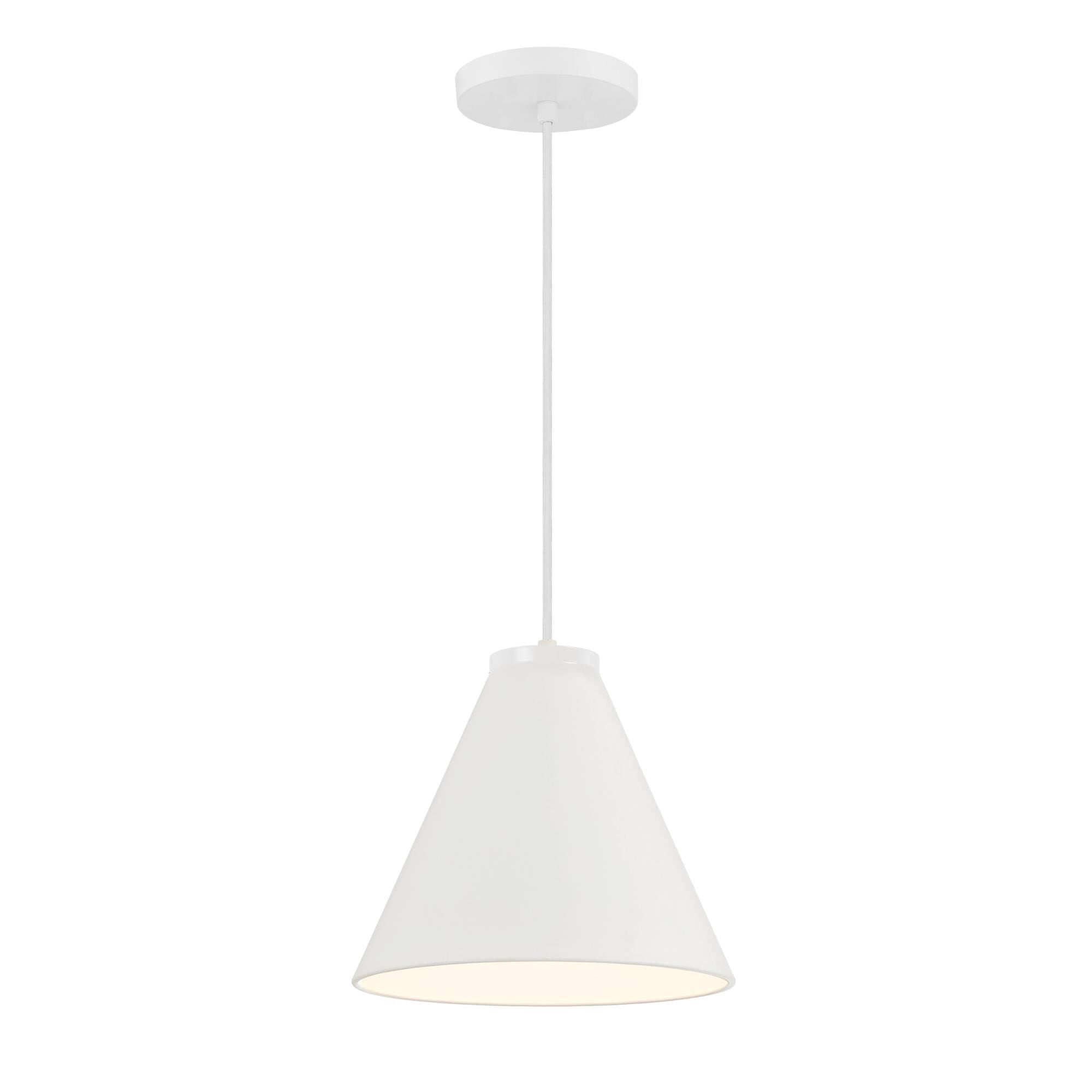 Minka Lavery 6201-44 Vantage Pendants Metal Cone Mini Pendant Light, 1-Light 60 Watt, 10" H x 10" W, White