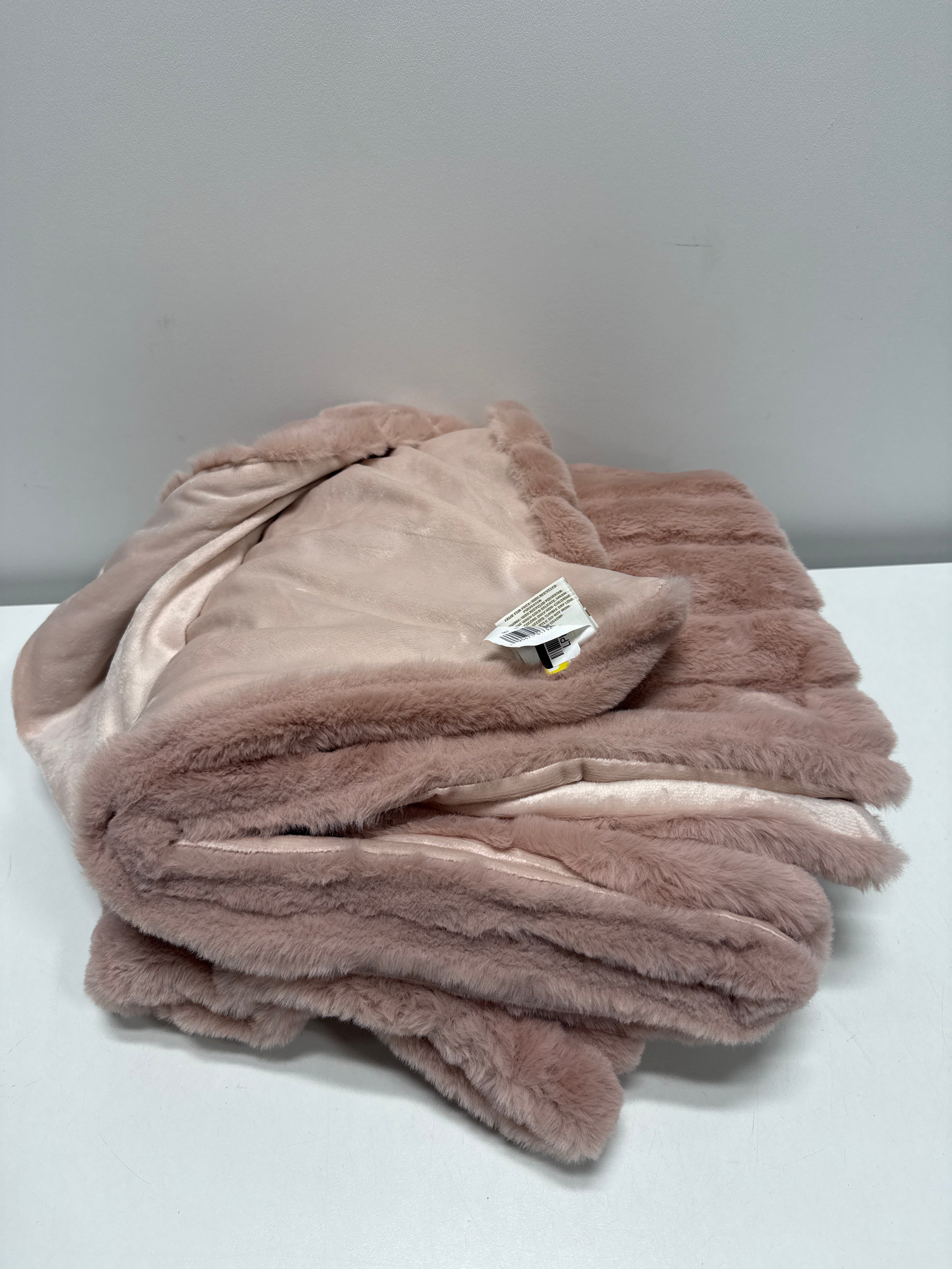 Textured Faux Fur Reversible Throw Blanket Pink - Threshold™: Soft Cozy for Couch or Bed Machine Washable - *Bedding