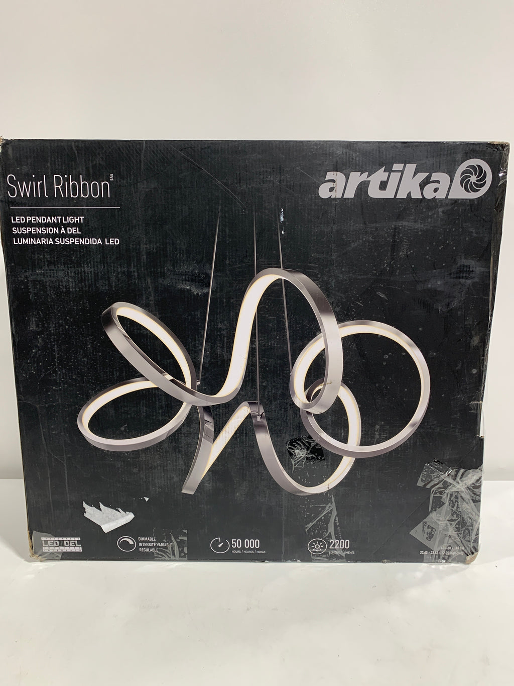 Artika Swirl Ribbon LED Pendant Ceiling Light Silver - *Lighting & Electrical