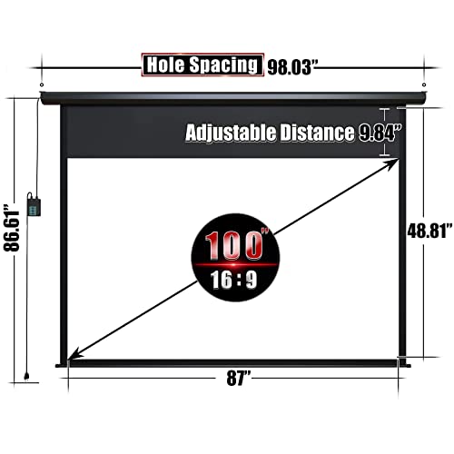 Aoxun 100" Motorized Projector Screen - Indoor and Outdoor Movies Screen 100 inch Electric 16:9 Projector Screen
