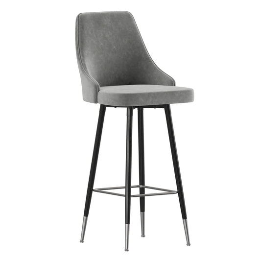 Flash Furniture - Shelly Modern Leather/Faux Leather Bar Height Stool (Set of 2) - Gray