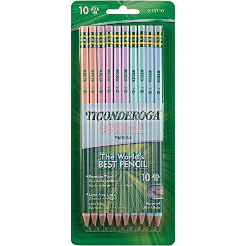 Dixon Ticonderoga DIXX13710 Pastel Wood Tic Pencil, Assorted Color - Pack of 10
