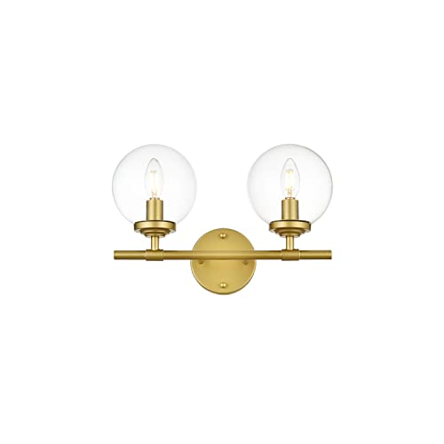 Elegant Lighting Ingrid 15 Inch 2 Light Bath Vanity Light Ingrid - LD7302W15BRA - Modern Contemporary