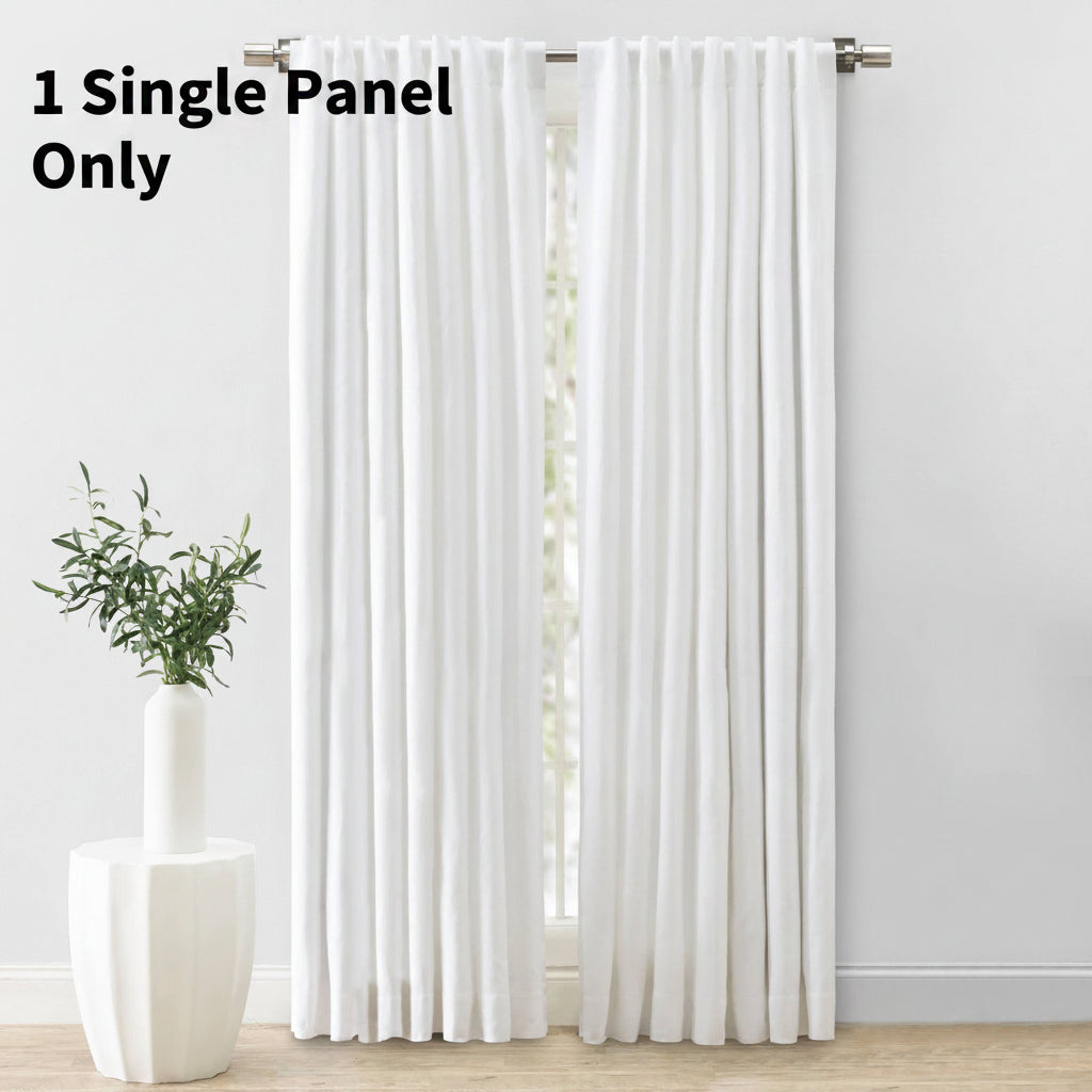 Herringbone White Solid 48 in. W X 96 in. Room Darkening Single Panel Rod Pocket Curtain