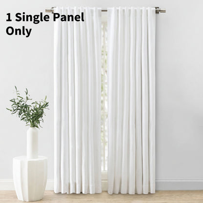 Herringbone White Solid 48 in. W X 96 in. Room Darkening Single Panel Rod Pocket Curtain