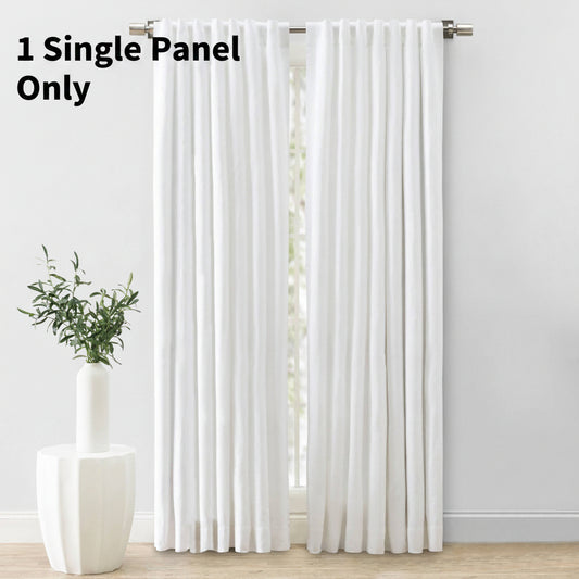 Herringbone White Solid 48 in. W X 96 in. Room Darkening Single Panel Rod Pocket Curtain