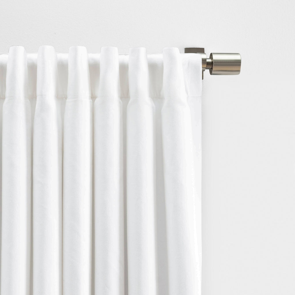 Herringbone White Solid 48 in. W X 96 in. Room Darkening Single Panel Rod Pocket Curtain