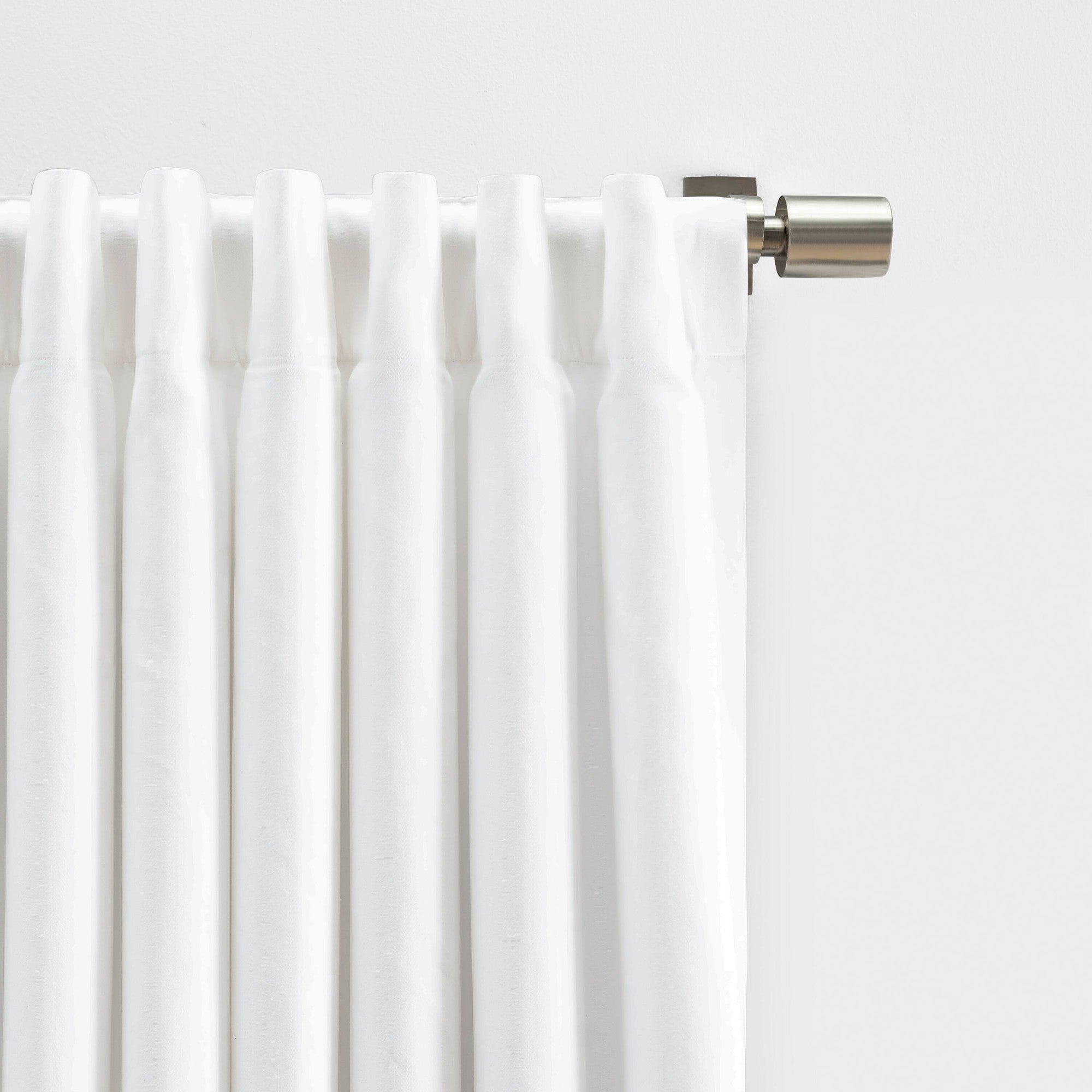Herringbone White Solid 48 in. W X 96 in. Room Darkening Single Panel Rod Pocket Curtain