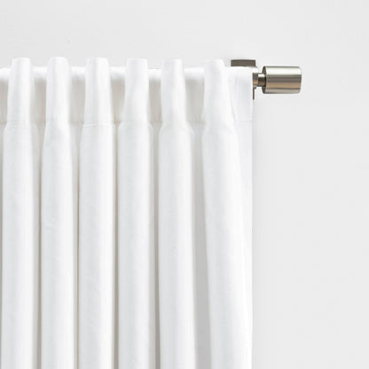 Herringbone White Solid 48 in. W X 96 in. Room Darkening Single Panel Rod Pocket Curtain