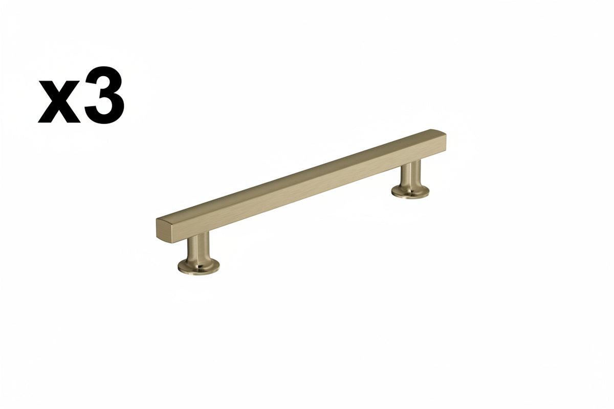 3 x Everett 6-5/16 in. (160mm) Modern Golden Champagne Bar Cabinet Pull - *Tools Hardware & Misc