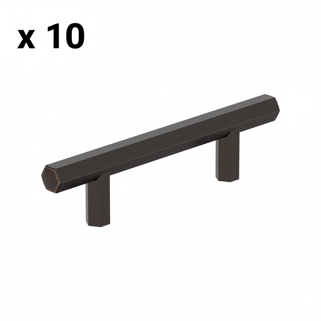 10 - Caliber 3 in. (76mm) Modern Oil-Rubbed Bronze Bar Cabinet Pull - *Tools Hardware & Misc