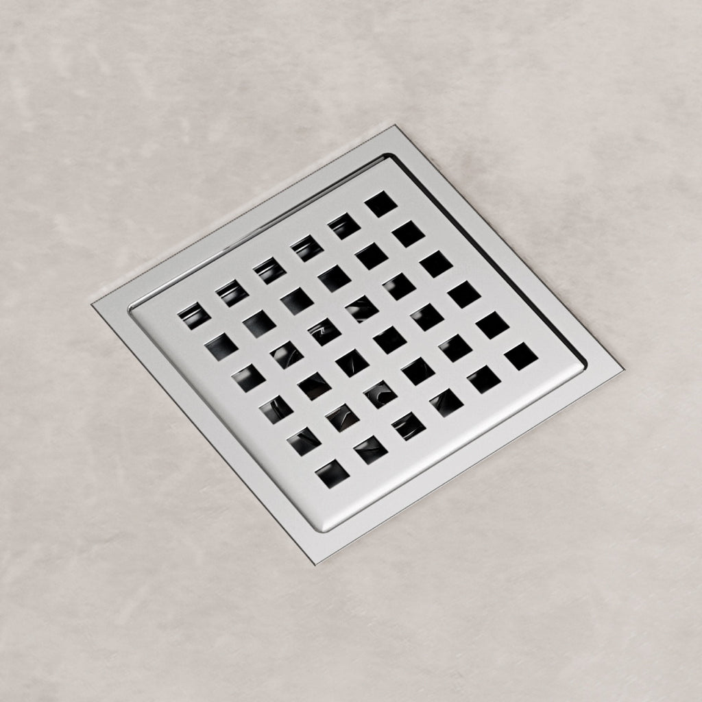 Vigo VG07004 Elan 4" Square Shower Drain Chrome