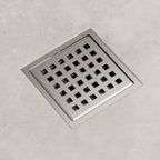Vigo VG07004 Elan 4" Square Shower Drain Brushed Nickel Showers Shower Drains Standard Drains