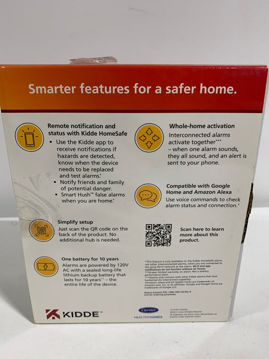 Hardwired Smoke Detector with Smart Features and Voice Alerts, 10-Year Battery Backup, Wi-Fi Enabled