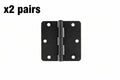 2 Pairs Emtek 91023US19 3.5 X 3.5 in. - 0.25 in. Radius Steel Residential Duty Hinges Flat Black