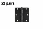 2 Pairs Emtek 91023US19 3.5 X 3.5 in. - 0.25 in. Radius Steel Residential Duty Hinges Flat Black