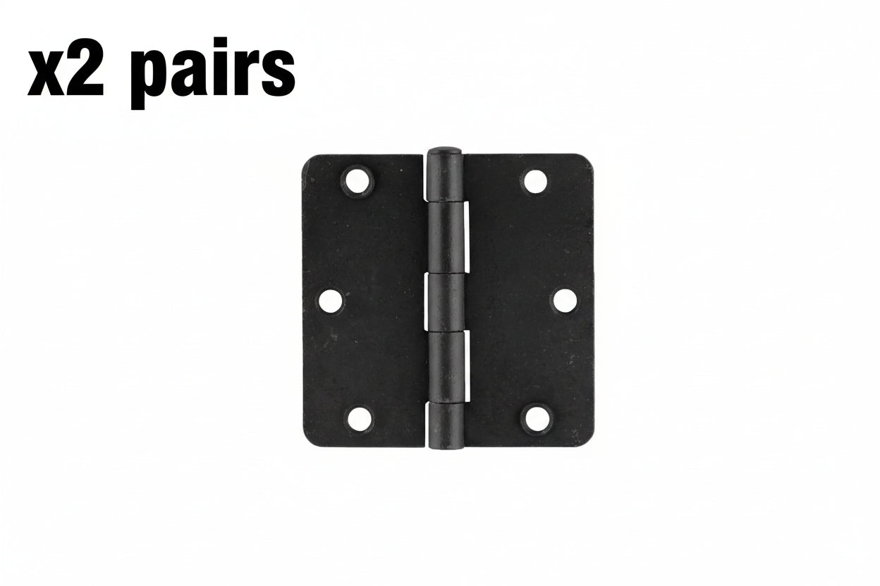 2 Pairs Emtek 91023US19 3.5 X 3.5 in. - 0.25 in. Radius Steel Residential Duty Hinges Flat Black