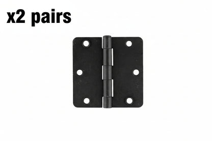 2 Pairs Emtek 91023US19 3.5 X 3.5 in. - 0.25 in. Radius Steel Residential Duty Hinges Flat Black