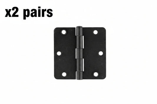 2 Pairs Emtek 91023US19 3.5 X 3.5 in. - 0.25 in. Radius Steel Residential Duty Hinges Flat Black