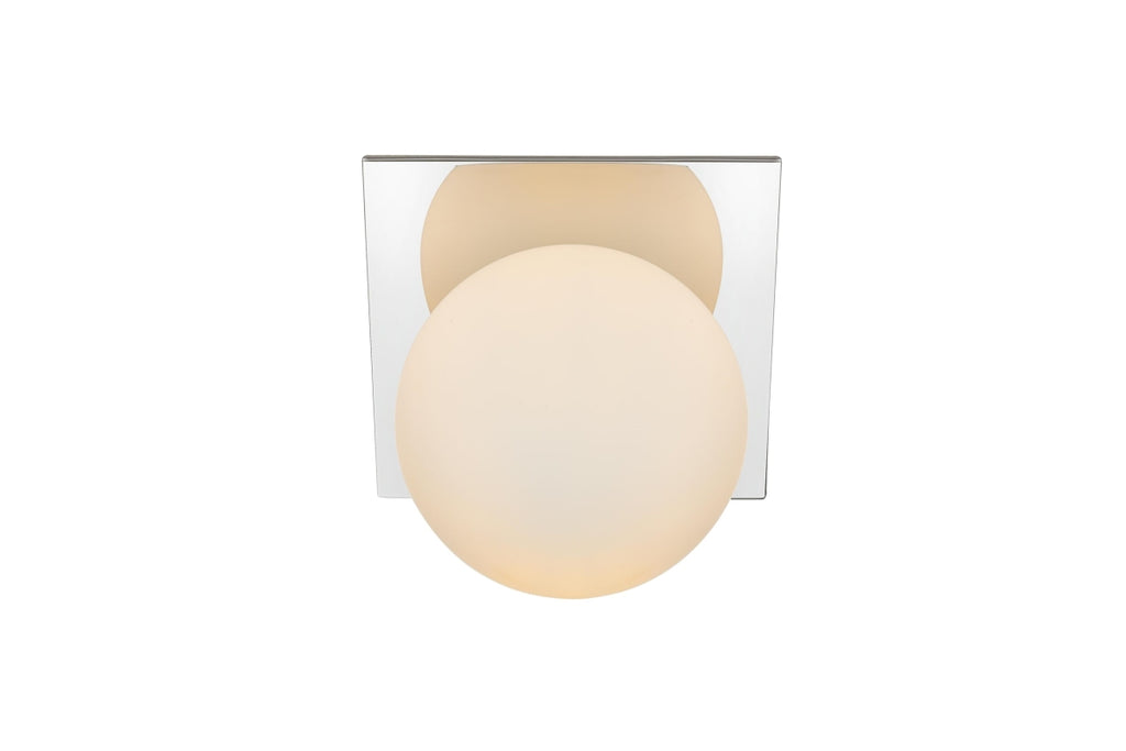 Living District Jillian 1-Light Iron & Glass Bath Sconce in Chrome/Frosted White - *Lighting & Electrical