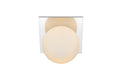 Living District Jillian 1-Light Iron & Glass Bath Sconce in Chrome/Frosted White - *Lighting & Electrical