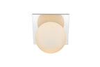 Living District Jillian 1-Light Iron & Glass Bath Sconce in Chrome/Frosted White - *Lighting & Electrical