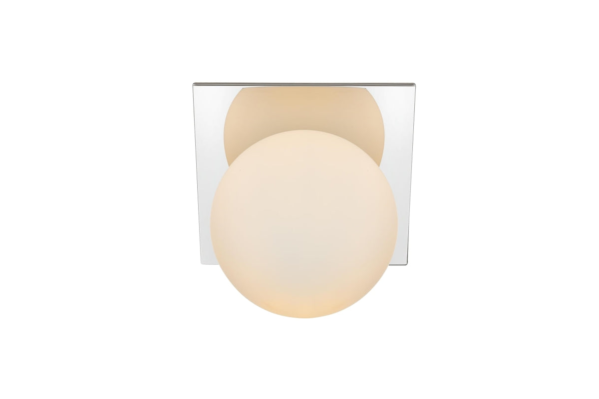 Living District Jillian 1-Light Iron & Glass Bath Sconce in Chrome/Frosted White - *Lighting & Electrical