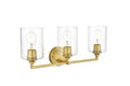 Living District Mayson 3-Light Iron & Glass Bath Sconce in Brass/Clear - *Lighting & Electrical