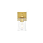 Living District Ronnie 1-Light Iron & Glass Bath Sconce in Brass/Clear