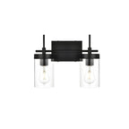 Living District Benny 2-Light Iron & Glass Bath Sconce in Black/Clear - *Lighting & Electrical