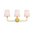 Living District Colson 3-Light Metal & Fabric Bath Sconce in Brass/White