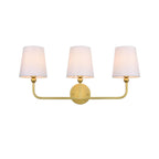 Living District Colson 3-Light Metal & Fabric Bath Sconce in Brass/White