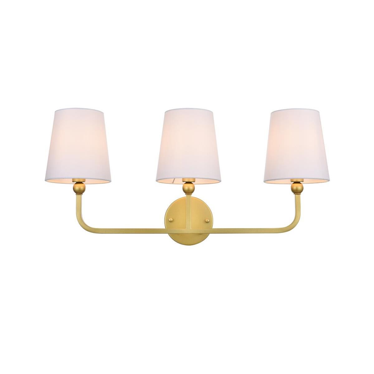 Living District Colson 3-Light Metal & Fabric Bath Sconce in Brass/White